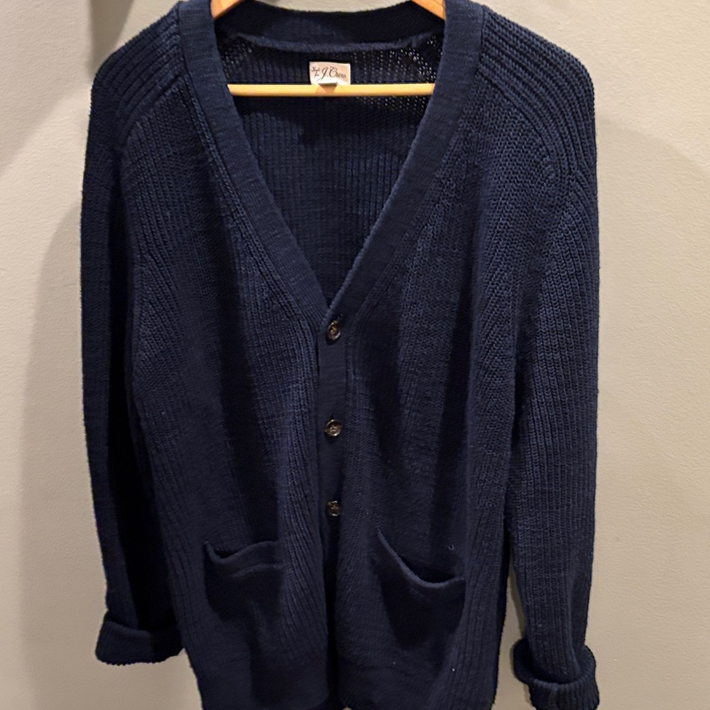 J. Crew Men's Deep Blue Cardigan Sweater